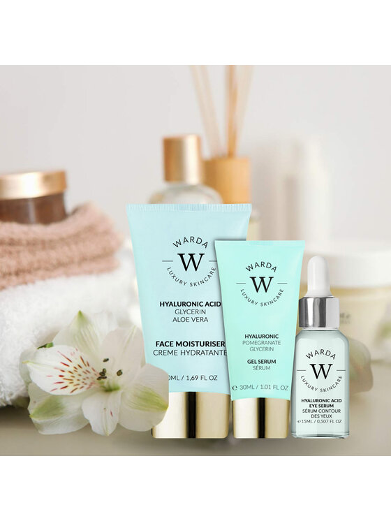 Warda Skincare Warda Skincare NAWILŻENIE Z HIALURONOWYM NAWILŻAJĄCY 50ml + OCZY 15ml + SERUM Z 30ml Serum