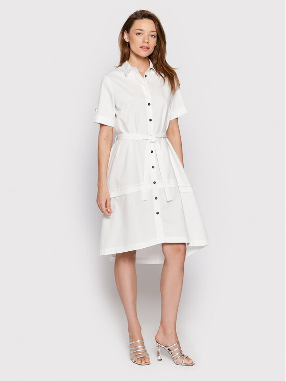 Peserico Srajčna obleka S02701A Bela Regular Fit
