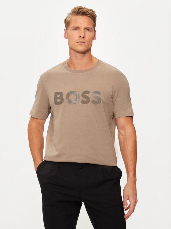 BOSS T-shirt Mirror 2 50525087 Beige Regular Fit, taglia : XL