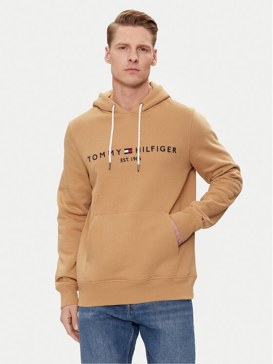 Tommy Hilfiger Džemperis ar kapuci Logo MW0MW11599 Haki Regular Fit