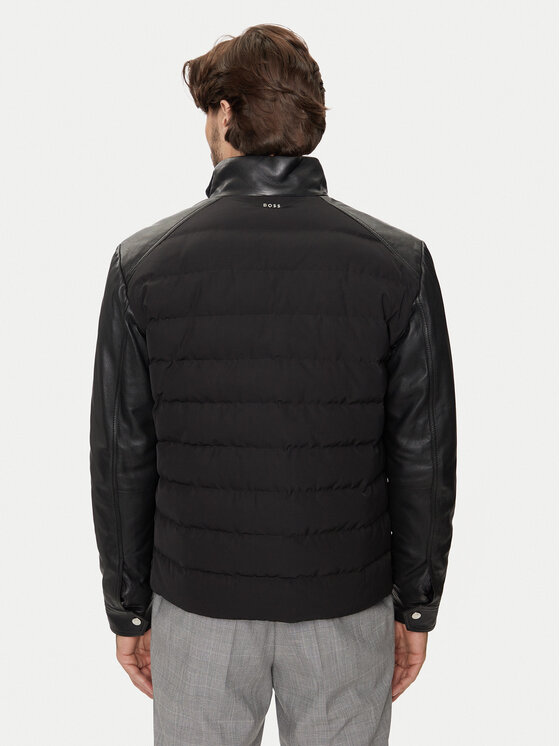 BOSS BOSS Ādas jaka C-Mersino 50518724 Melns Regular Fit