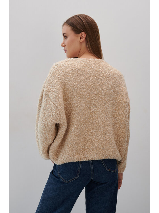 Fobya Fobya Sweter F2050 Beżowy Basic Fit
