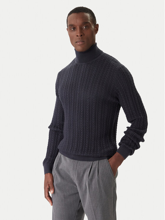 JOOP! JOOP! Bluză cu gât Danilor 30047372 Bleumarin Modern Fit