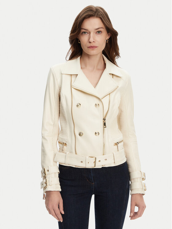 Guess Bunda z imitácie kože W4YL33 K8S30 Écru Regular Fit