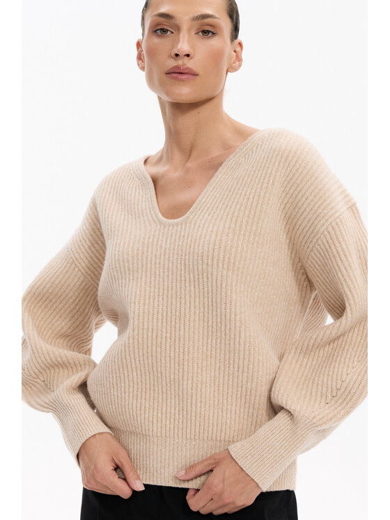Deni Cler Milano Deni Cler Milano Sweter T-DC-S461-F5-90-72-1 Beżowy Loose Fit