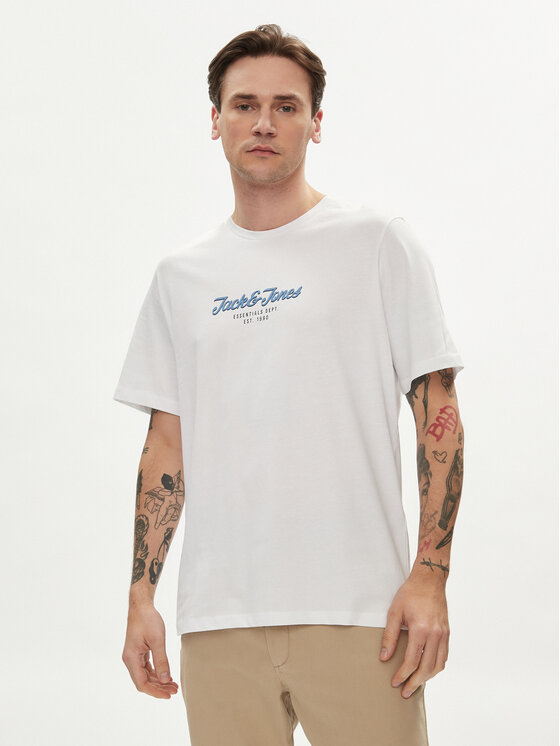 Jack&Jones Tricou Henry 12248600 Alb Standard Fit