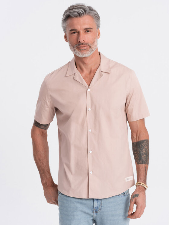 Ombre Ombre Košile OM-SHSS-0168 Béžová Regular Fit