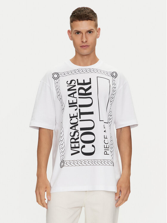 Versace Jeans Couture T-shirt 76GAHE04 Bijela Regular Fit