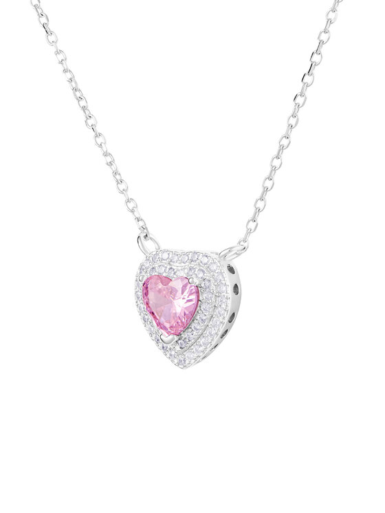 ICED STUFF ICED STUFF Ogrlica Love Heart Pink Belo zlato