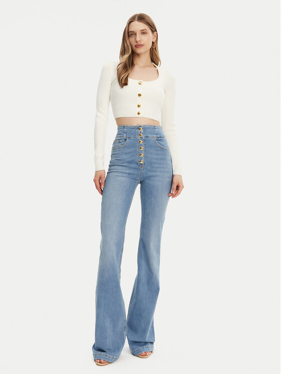 Elisabetta Franchi Elisabetta Franchi Kardigán MK53S51E2 Ekru Regular Fit