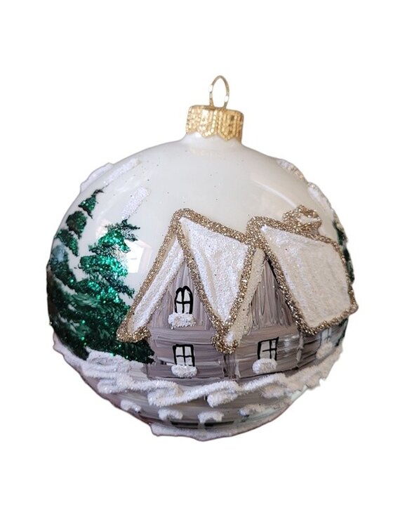 MIAhome MIAhome Bombki szklana 4 szt. WINTER VILLAGE Ø 100 mm Szary