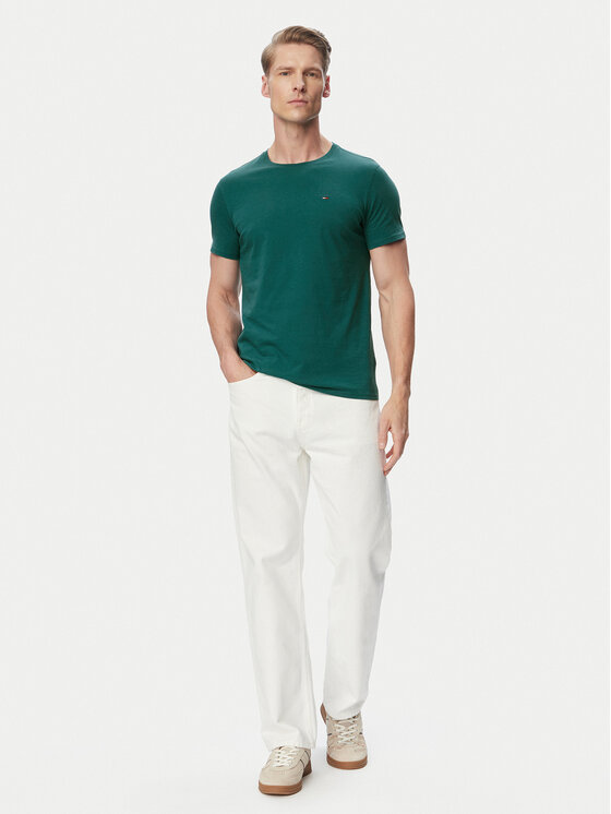 Tommy Jeans Tommy Jeans Тишърт DM0DM04411 Тъмнозелен Slim Fit