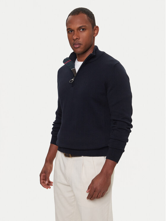 Barbour Pulover Half Zip MKN1074NY91 Bleumarin Regular Fit