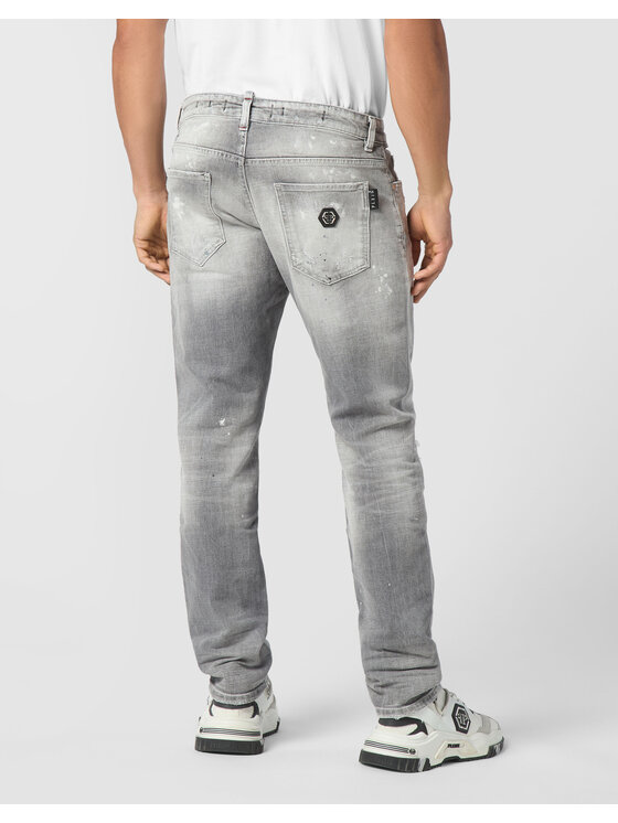 PHILIPP PLEIN PHILIPP PLEIN Džínsy 11555 Sivá Straight Leg