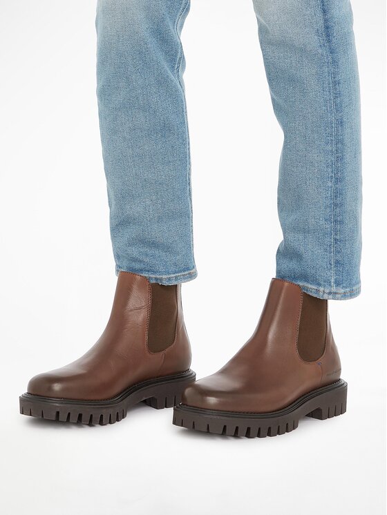Tommy Hilfiger Tommy Hilfiger Челсі Premium Casual Chunky Lth Chels FM0FM04755 Коричневий
