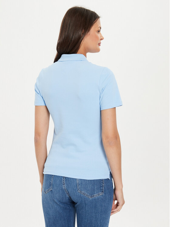 Tommy Hilfiger Tommy Hilfiger Polokošile Script WW0WW43624 Světle modrá Slim Fit