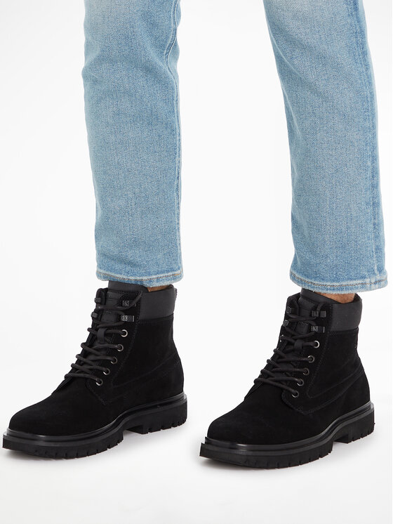 Calvin Klein Jeans Calvin Klein Jeans Schnürschuhe Eva Mid Laceup Boot Suede YM0YM00802 Schwarz