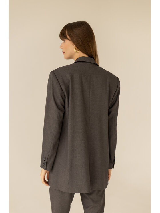 Entelier Entelier Marynarka luźny fason Szary Comfortable Fit