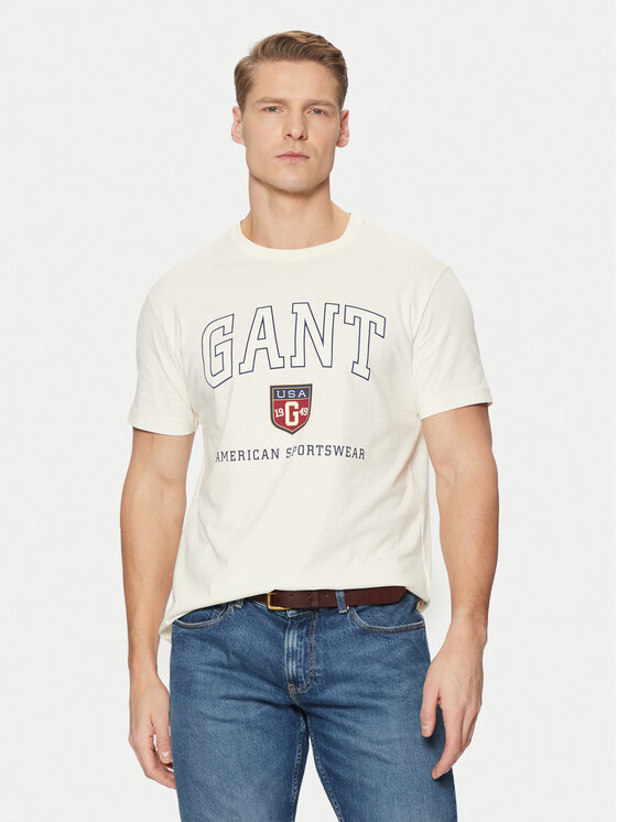 Gant Gant Футболка 2003290 Écru Regular Fit