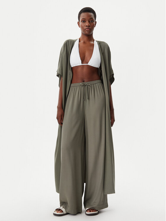 Calvin Klein Swimwear Calvin Klein Swimwear Spodnie materiałowe KW0KW02823 Zielony Relaxed Fit