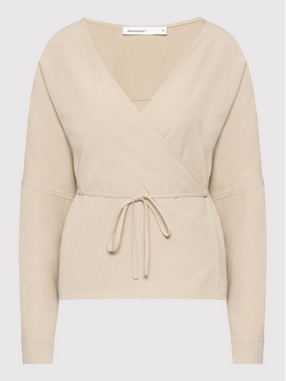 Americanos Americanos Blúzka Vermont Wrap Béžová Relaxed Fit