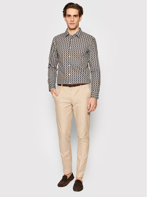 Camicia Ronni_F 50468302 Marrone Slim Fit