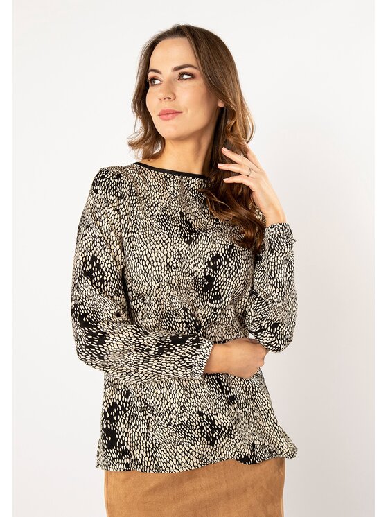 QUIOSQUE QUIOSQUE Blúzka IMPRA SHIRT Béžová Regular Fit