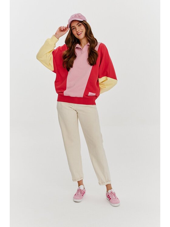 NAOKO NAOKO Mikina City Sunset Červená Regular Fit