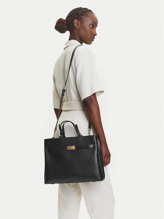 Tommy Hilfiger Tommy Hilfiger Ročna torba Heritage Satchel AW0AW17211 Črna