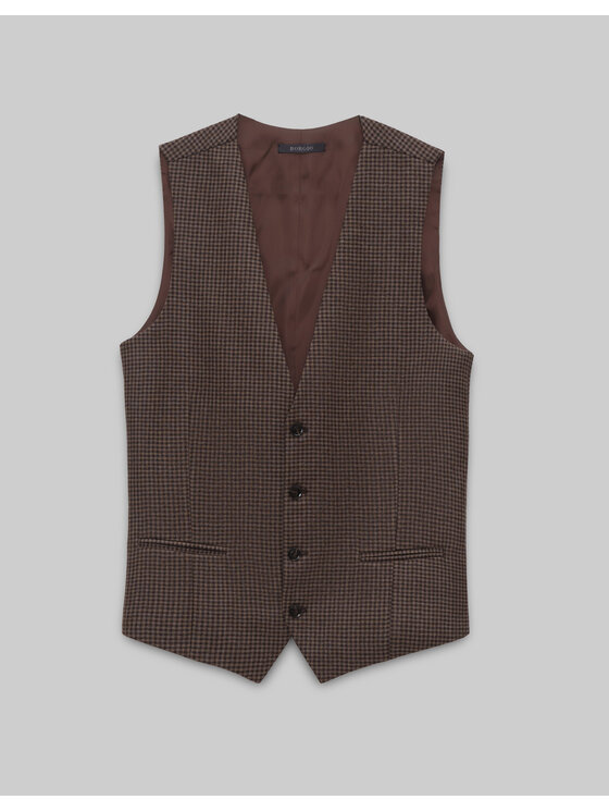 Borgio Borgio Kamizelka cortina_br Brązowy Slim Fit