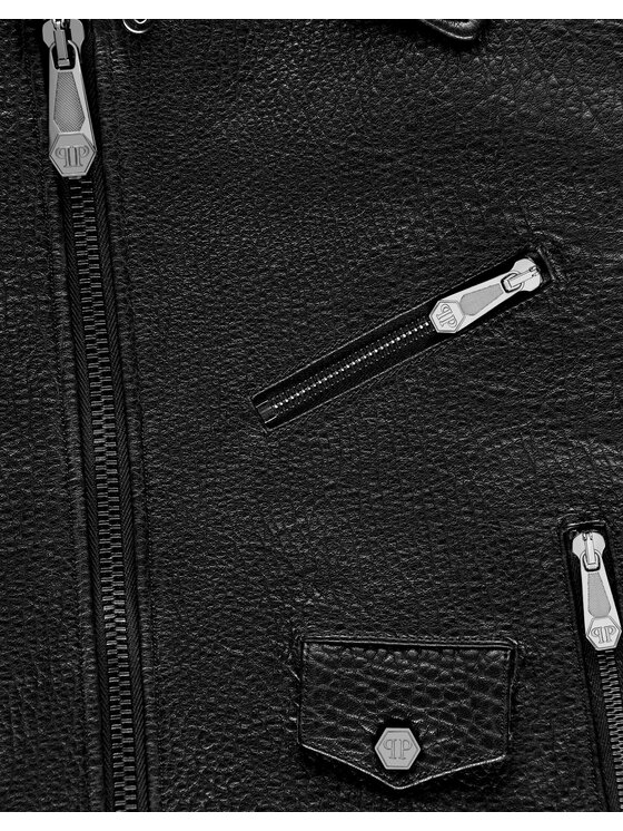 PHILIPP PLEIN PHILIPP PLEIN Chiodo di pelle 4609 Nero Basic Fit