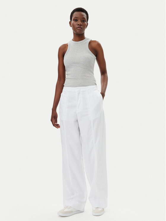 Calvin Klein Jeans Calvin Klein Jeans Kalhoty z materiálu J20J225340 Bílá Relaxed Fit