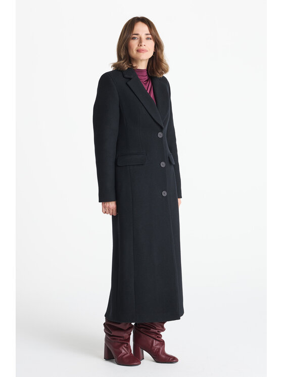 Salme Salme Vlněný kabát Aniela maxi Černá Regular Fit