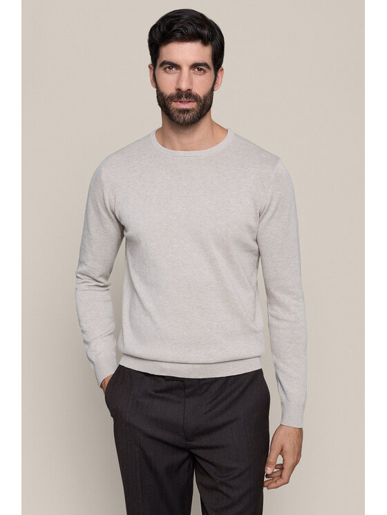 Lancerto Lancerto Sweter Christopher SW073226000039 Beżowy Regular Fit