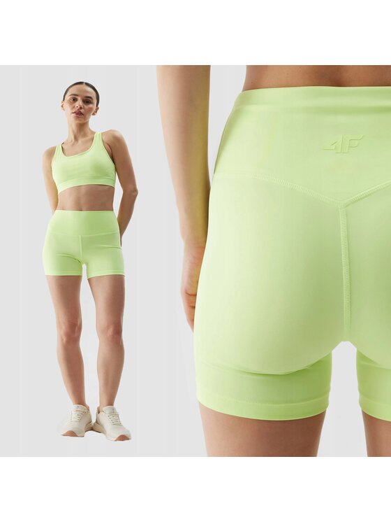 4F 4F Spodnie damskie 4FWSS24TFSHF393 Zielony Regular Fit