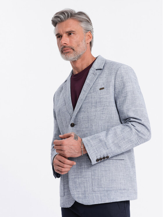 Ombre Ombre Marynarka OM-BLZB-0128 Niebieski Regular Fit