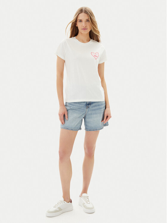 Lee Lee Тишърт Small Logo 112363635 Бял Regular Fit