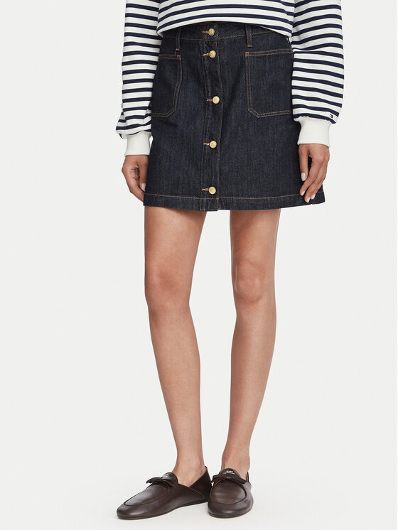 Tommy Hilfiger Fustă de blugi WW0WW50008 Bleumarin Regular Fit
