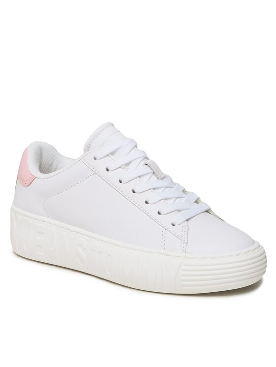 Sneakers Tommy Jeans New Cupsole Leather EN0EN02137 Alb