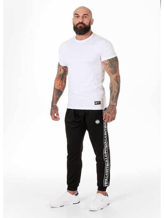PITBULL PITBULL Spodnie dresowe Tape Logo Czarny Regular Fit