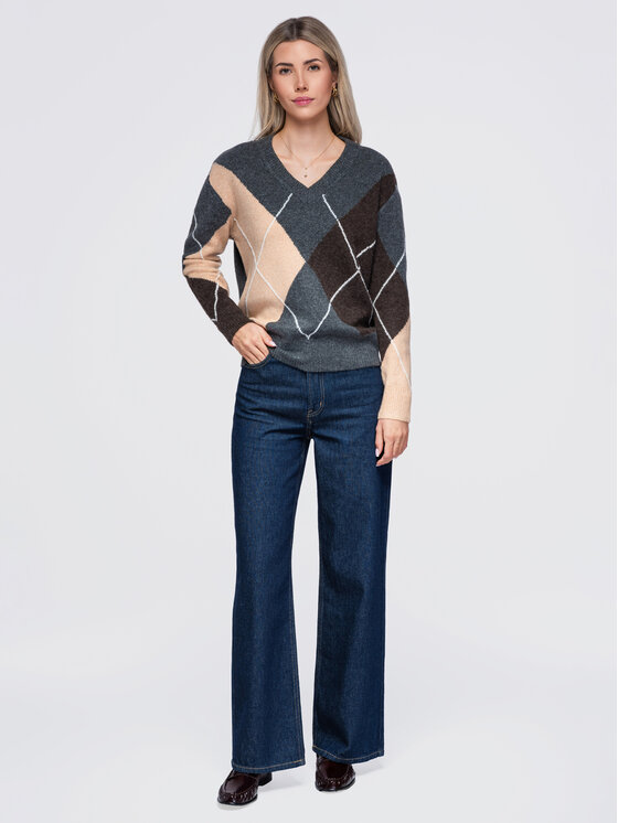 Ombre Ombre Sweter OW-SW-E0038 Szary Regular Fit