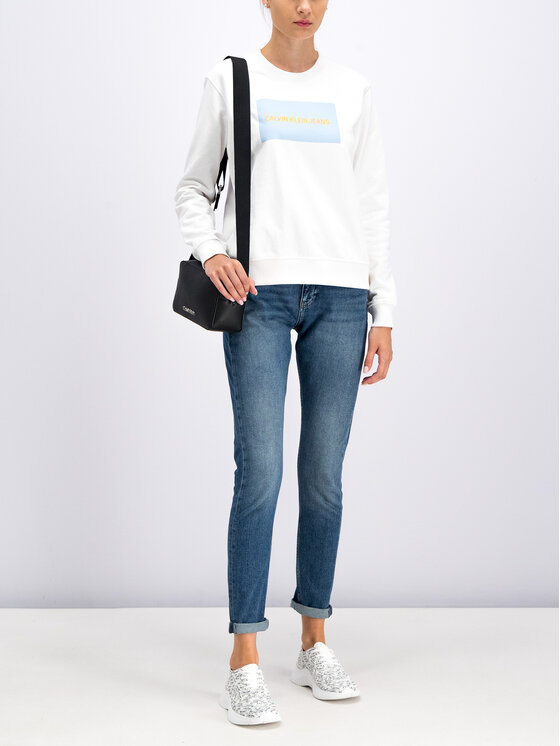Calvin Klein Jeans Calvin Klein Jeans Bluza Institutional Box Logo J20J211491 Biały Regular Fit