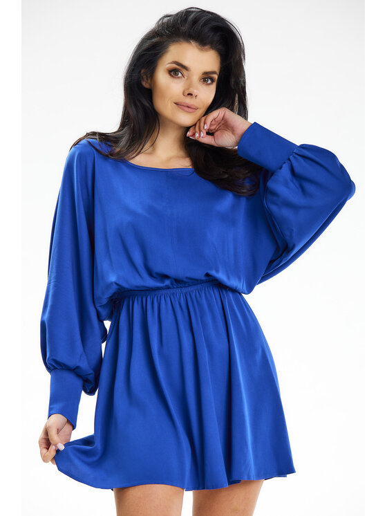 Awama Awama Sukienka letnia A640 Niebieski Basic Fit
