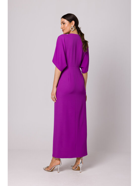 Makover Makover Sukienka codzienna K163 Fioletowy Modern Fit