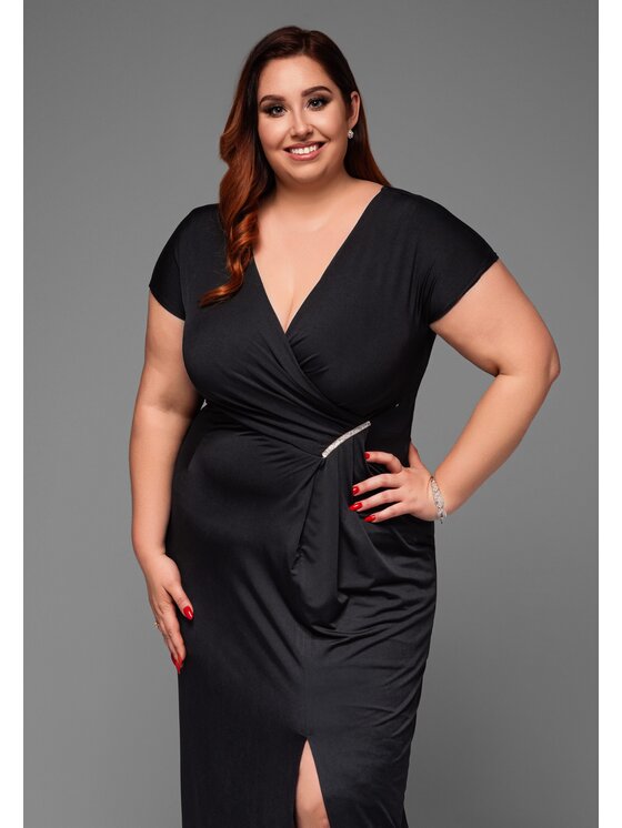 Ombre Ombre Sukienka wieczorowa LA-OM-DLR013 Czarny Regular Fit