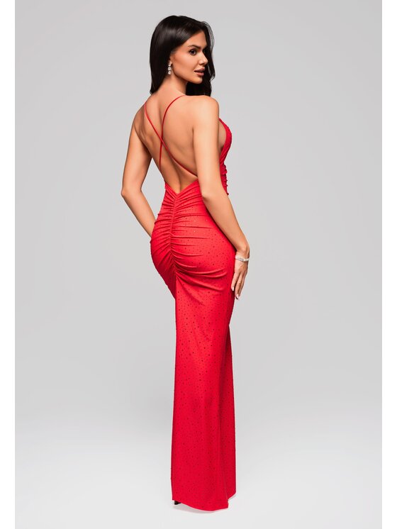 Ombre Ombre Sukienka koktajlowa LA-OM-DLR200 Beżowy Slim Fit