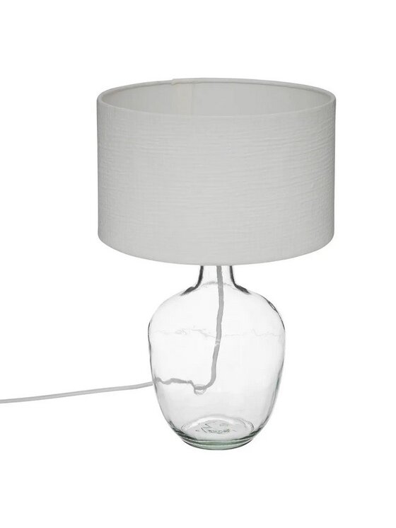 MIAhome MIAhome Lampa stołowa szklana z bawełnianym kloszem 43,5 cm Biały
