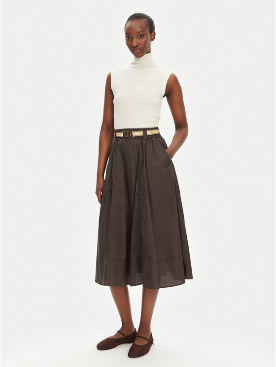 TWINSET TWINSET Trapecijos formos sijonas 251TT202J Ruda Regular Fit