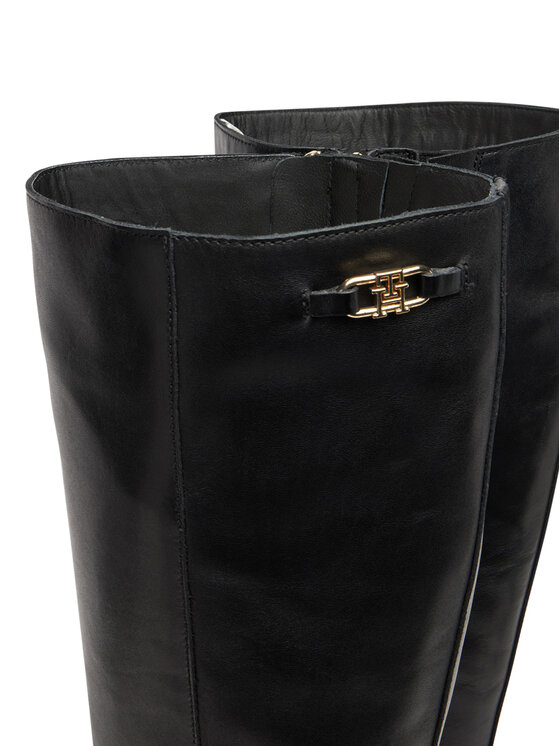 Tommy Hilfiger Tommy Hilfiger Μπότες Stacked Heel Leather Long Boot FW0FW08865 Μαύρο