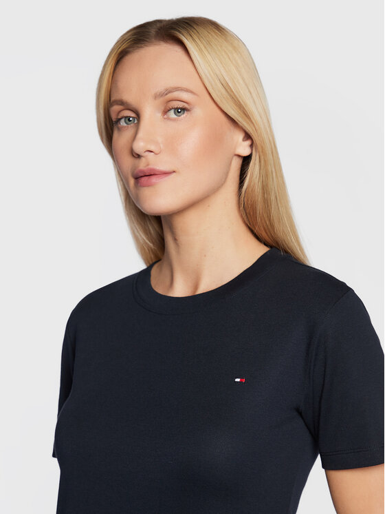 Tommy Hilfiger Tommy Hilfiger T-Shirt New Cosy WW0WW36601 Granatowy Slim Fit